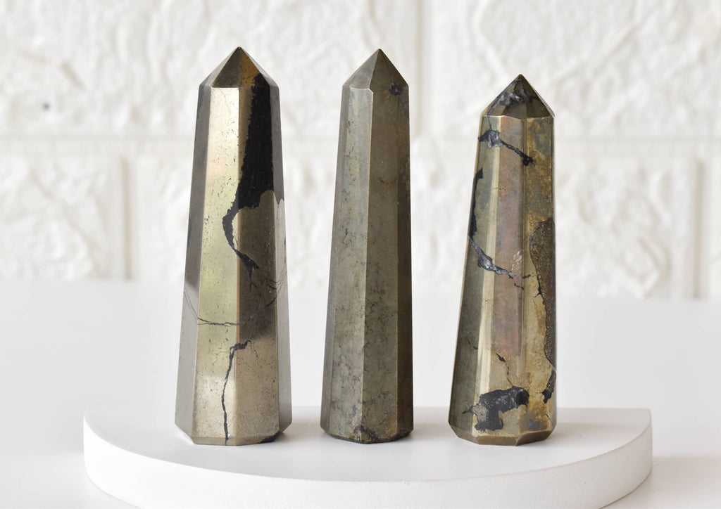 Pyrite Crystal Tower | Healing Obelisk Point | Natural Gemstone Tower