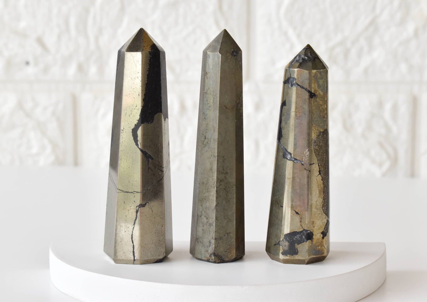 Pyrite Crystal Tower | Healing Obelisk Point | Natural Gemstone Tower