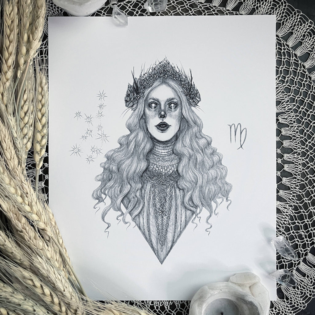 Virgo Zodiac Goddess Fine Art Print - Astrology Star Sign