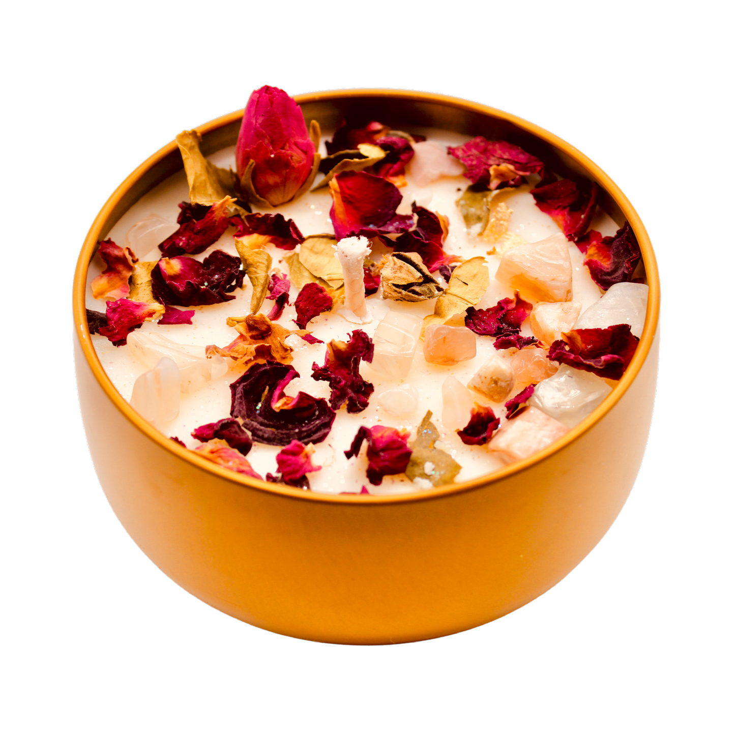 New Beginnings Crystal Candle 4oz - Moonstone & Brandied Pears Soy Candle