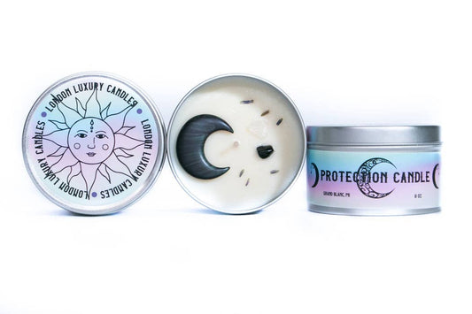Crystal Candle PROTECTION Intention Metaphysical  Candle SOY