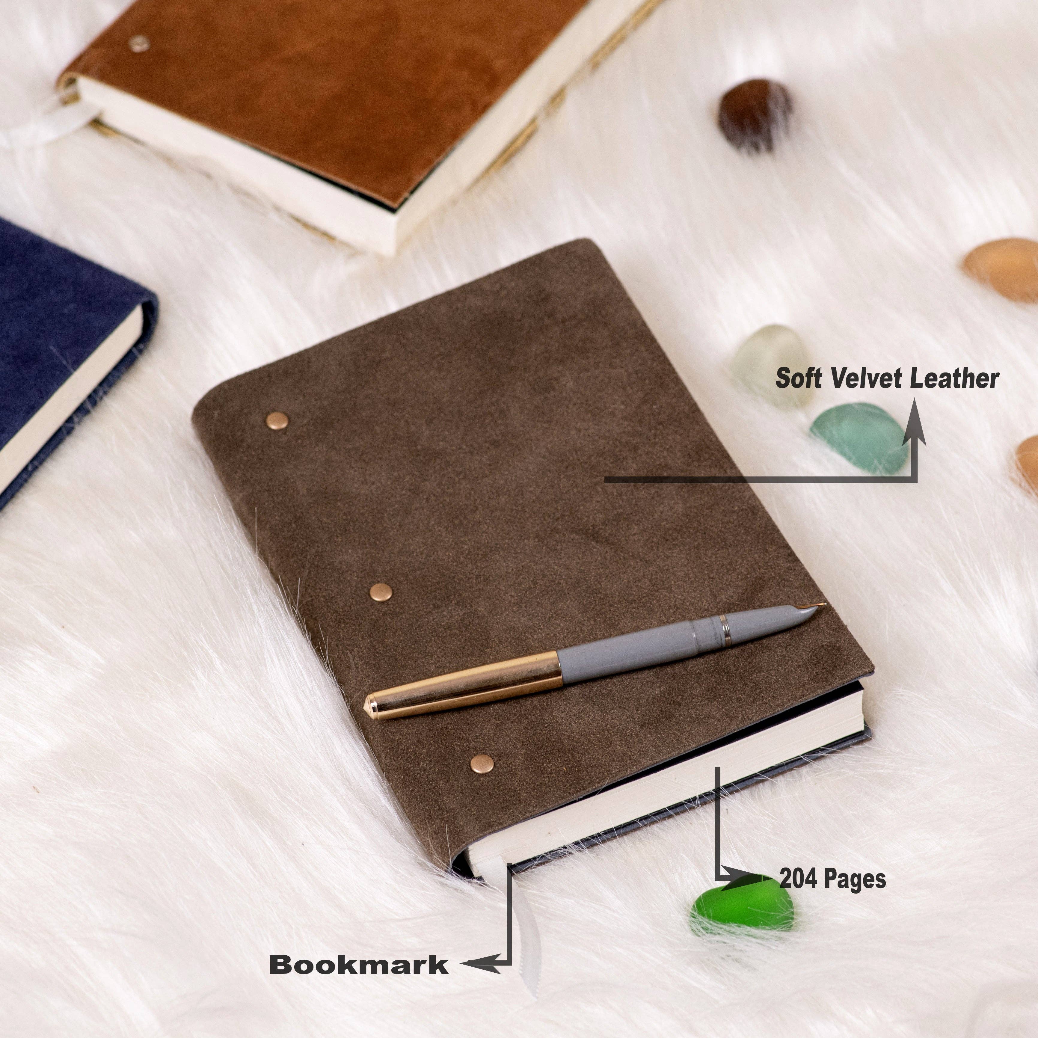 Soft Cover Suede leather diary journal-Grey
