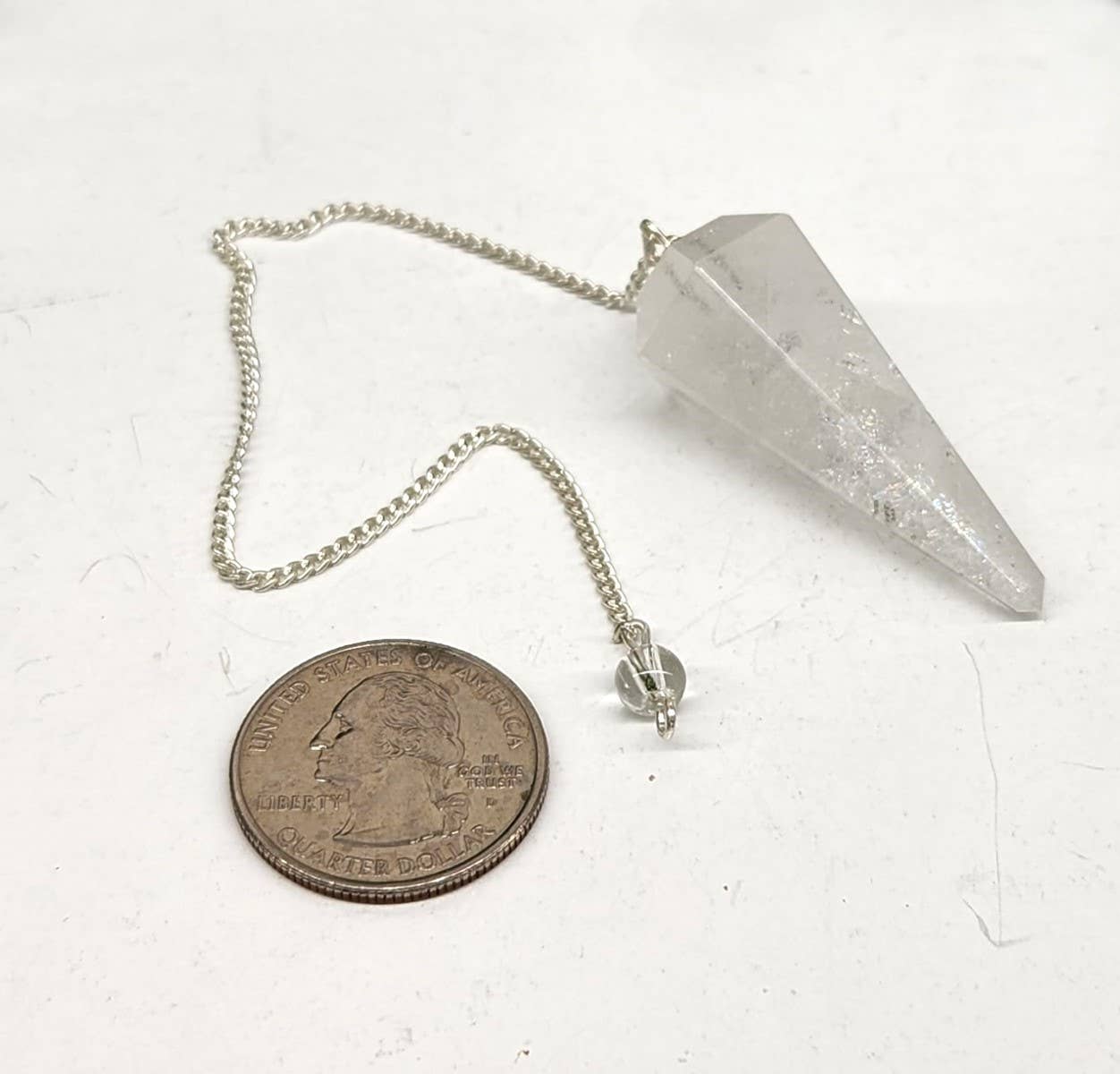 Clear Quartz Crystal Pendulum | Silver-Plated Chain | Divination & Energy Work