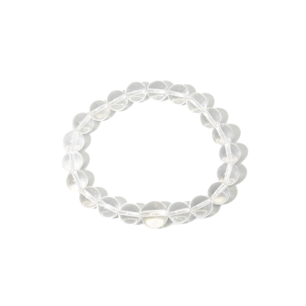 Large Size Clear Quartz Beaded Bracelet Wrist Mala 10mm