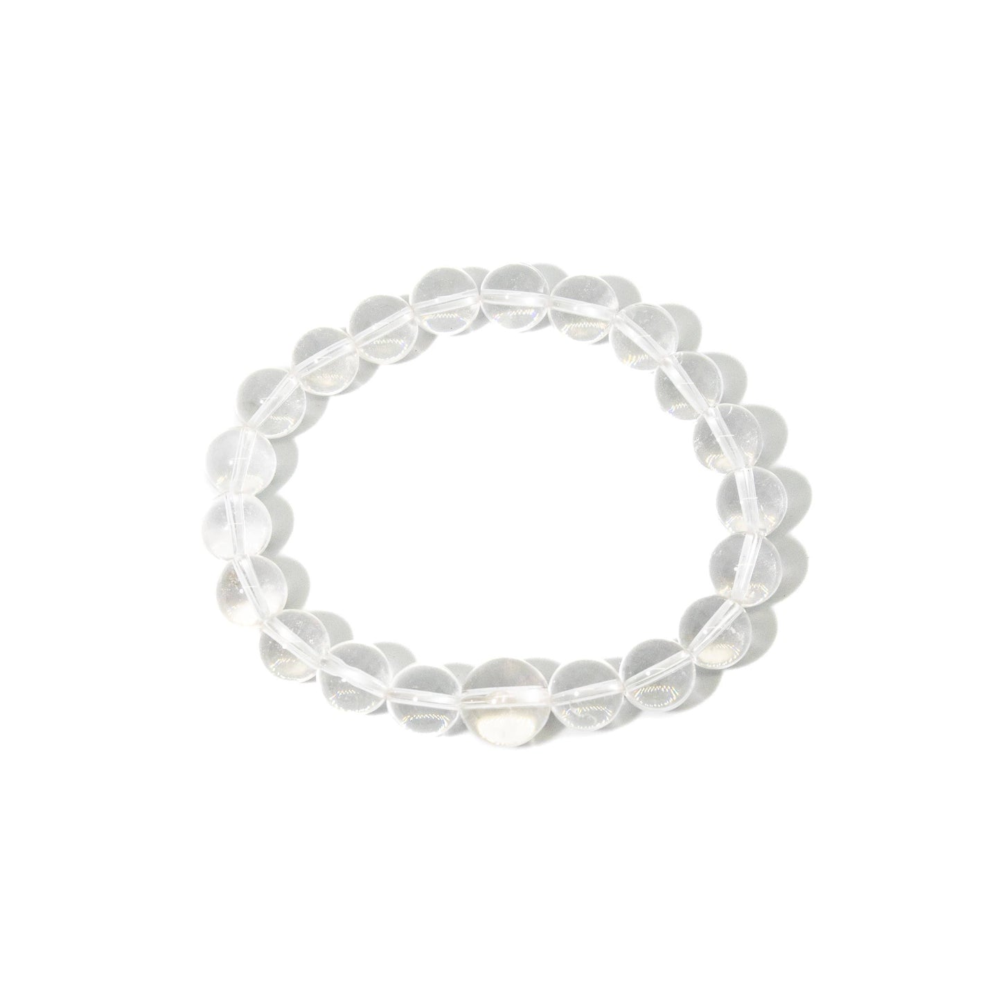 Large Size Clear Quartz Beaded Bracelet Wrist Mala 10mm