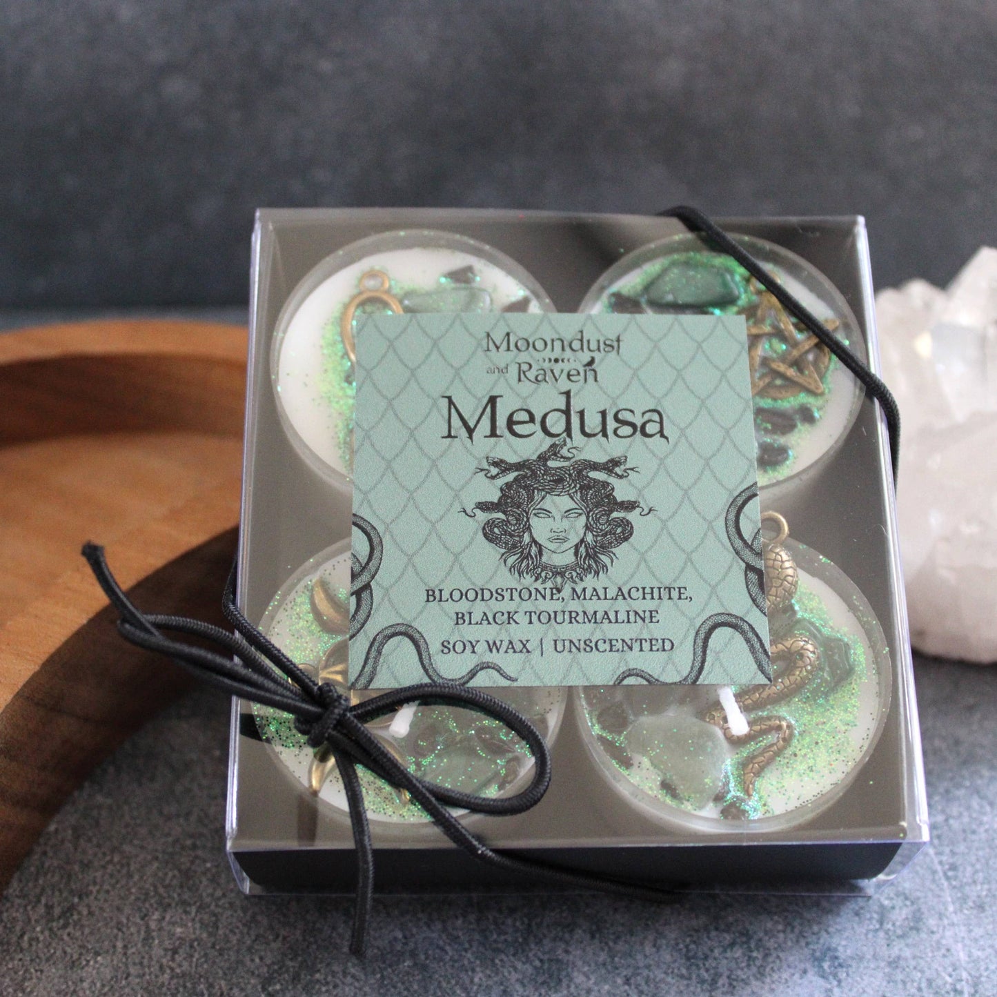 Medusa Tealight Crystal Candles, Ritual Candles
