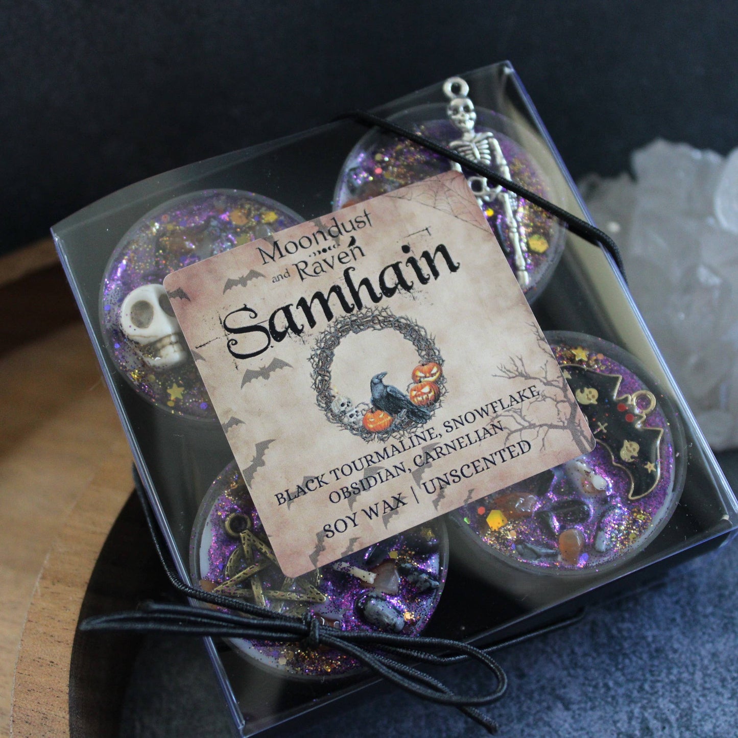 Samhain Tealight Crystal Candles, Sabbat Ritual Candles