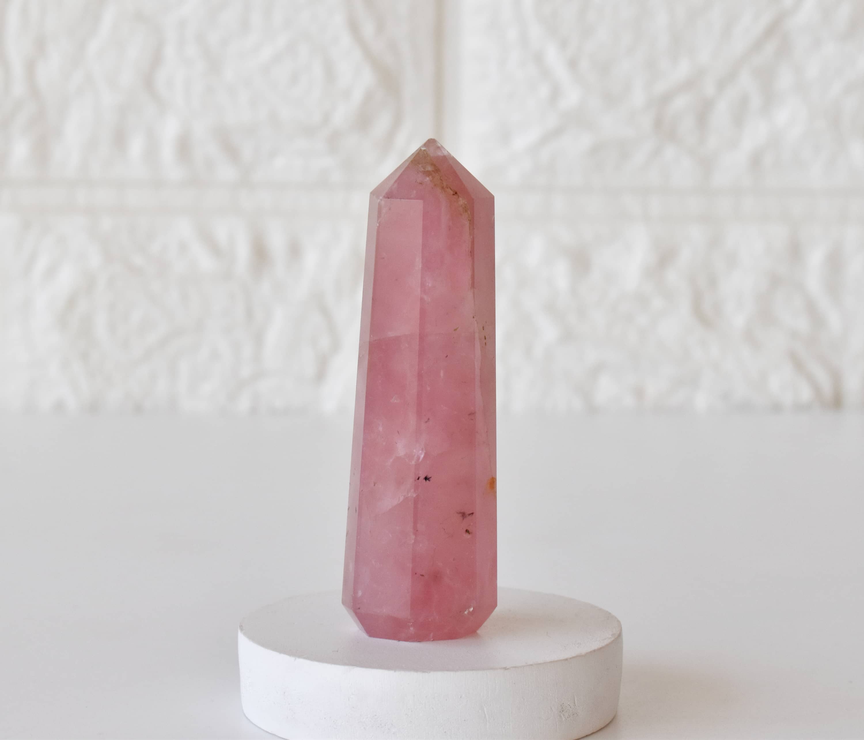 Rose Quartz Crystal Tower | Healing Obelisk Point | Natural Gemstone Tower