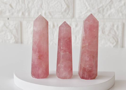 Rose Quartz Crystal Tower | Healing Obelisk Point | Natural Gemstone Tower