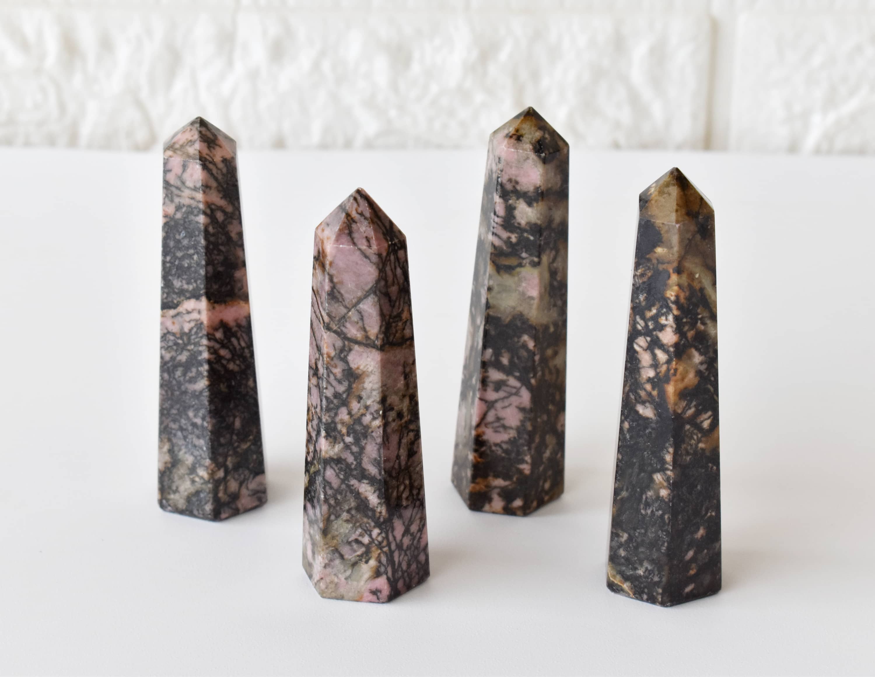 Rhodonite Crystal Tower | Healing Obelisk Point | Natural Gemstone Tower