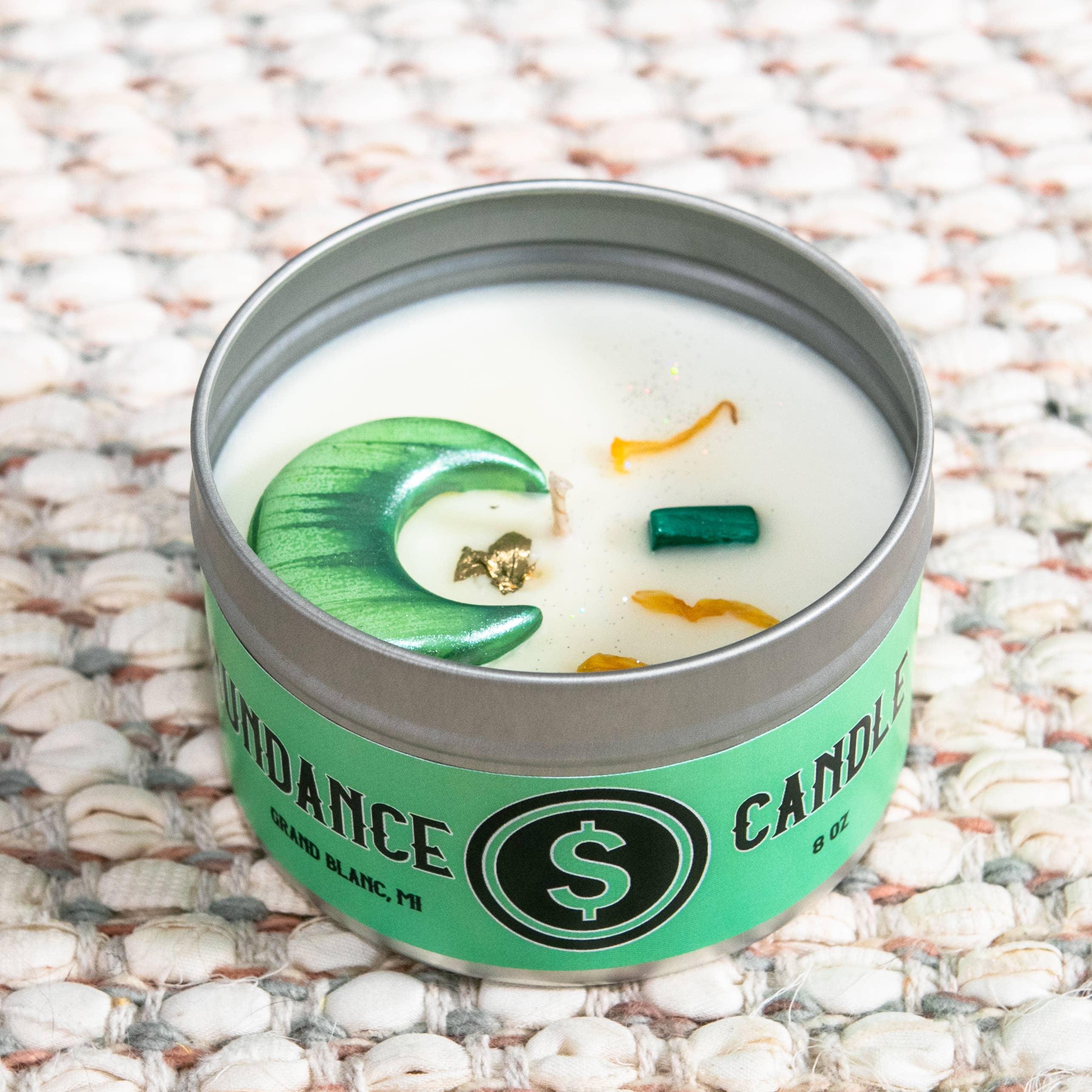 Crystal Candle Intention Metaphysical Abundance - Money SOY