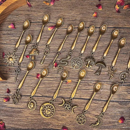 Witchy Ritual Charm Spoons – Herb & Incense Scoop | Pendant | Moondust and Raven