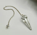 Clear Quartz Crystal Pendulum | Silver-Plated Chain | Divination & Energy Work