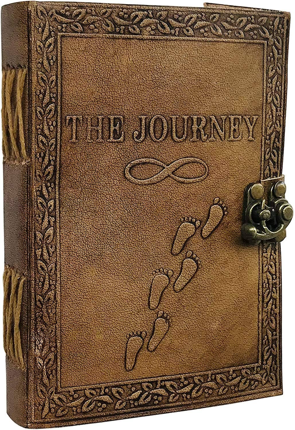 Embossed Leather Journal diary with 200 Handmade pages