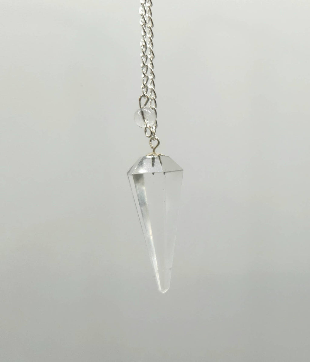 Clear Quartz Crystal Pendulum | Silver-Plated Chain | Divination & Energy Work