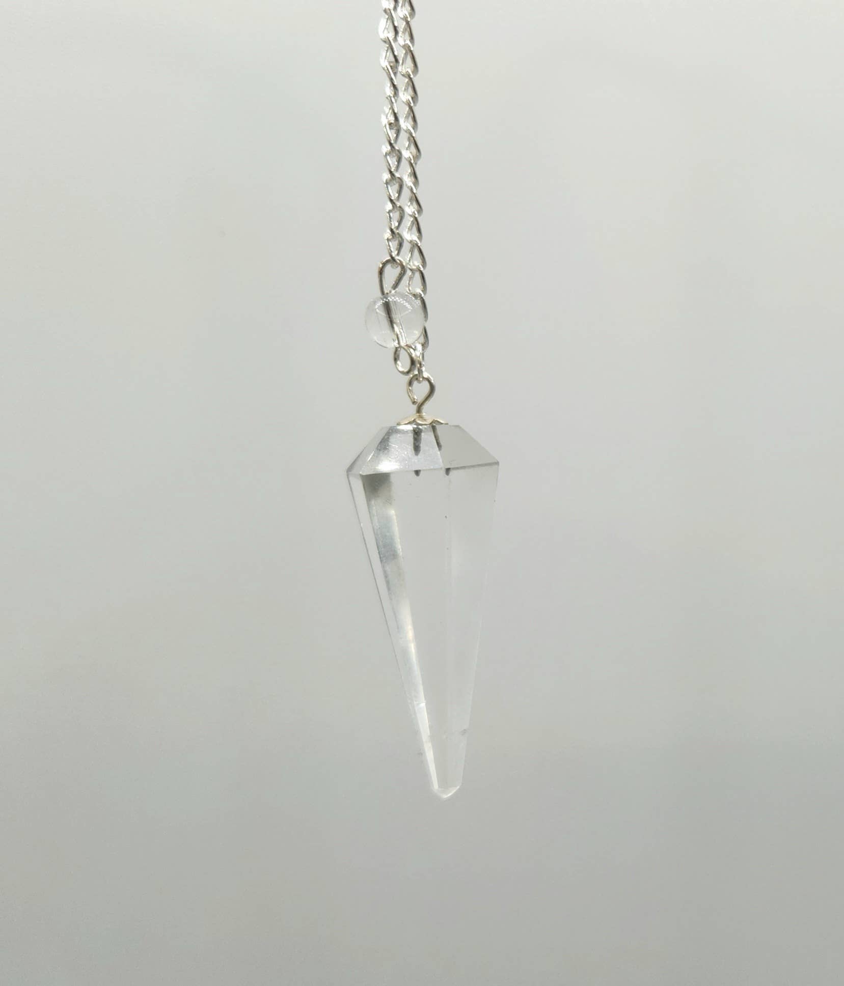 Clear Quartz Crystal Pendulum | Silver-Plated Chain | Divination & Energy Work