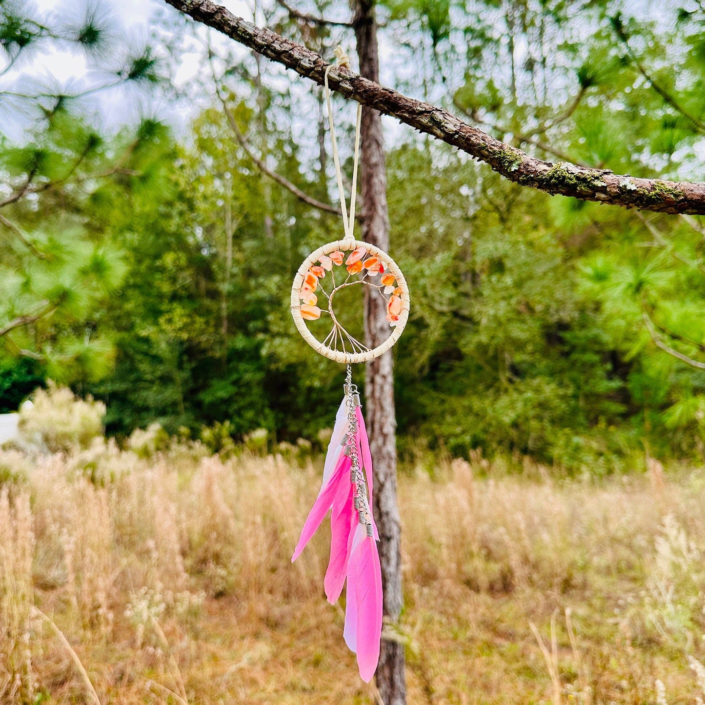 Tree Of Life Dreamcatcher | Car Hanging Decor | Pink Dreamcatcher