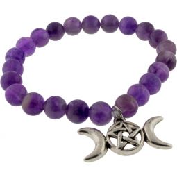 Amethyst Bracelet Pentacle Triple Moon