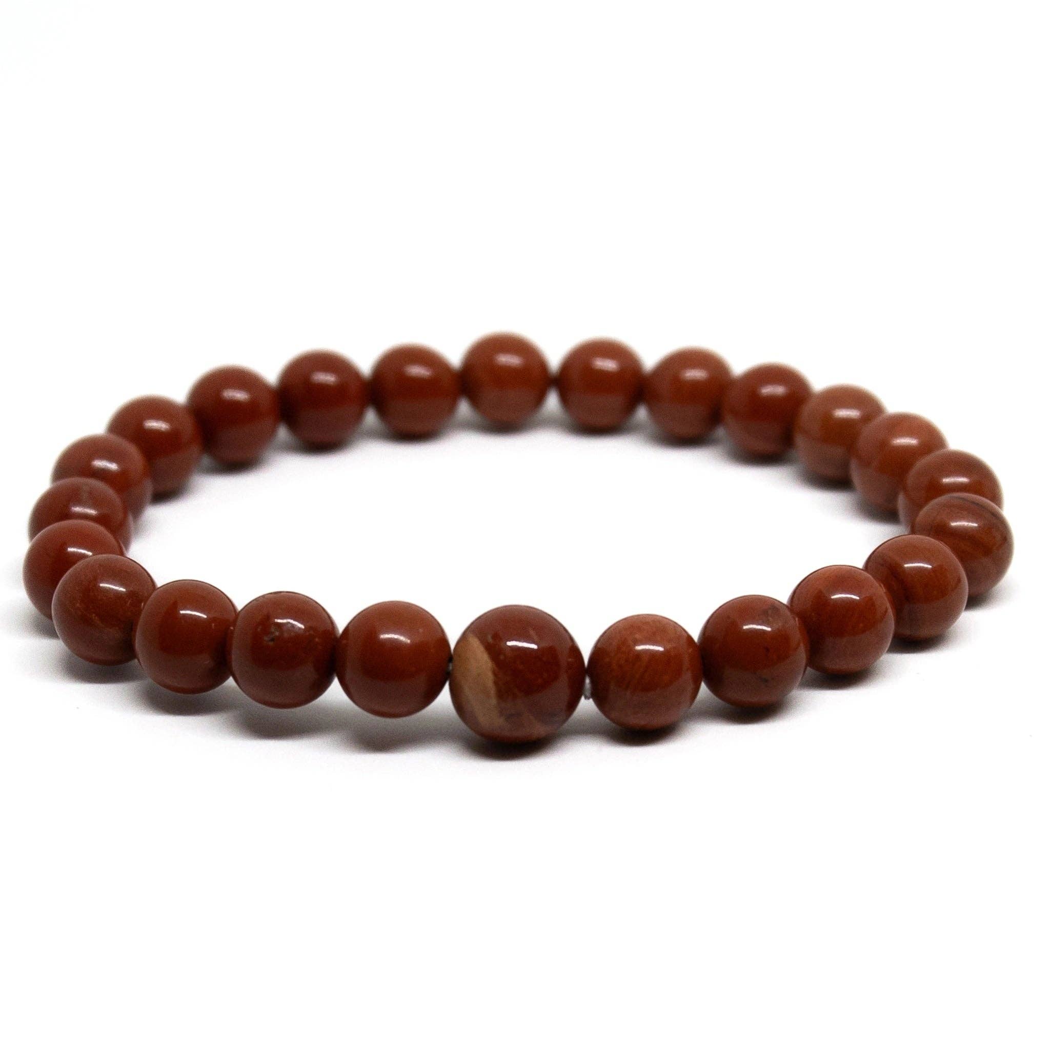 Red Jasper Beaded Bracelet - Wrist Mala - 8mm
