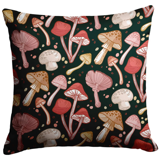 Many Mushrooms Throw Pillow 16x16 Zip Cover Only