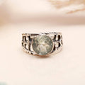 Green Amethyst Sterling Silver Ring - Size 7