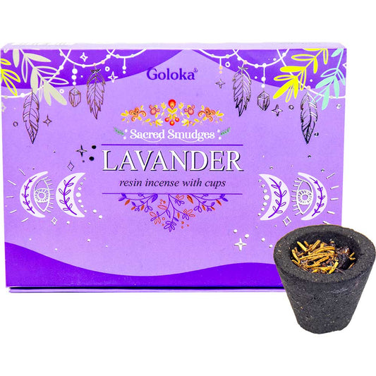 Goloka Sacred Smudges Resin Cups - Lavender (Pack of 6)