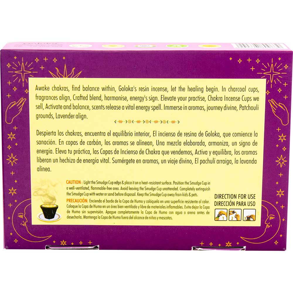 Goloka Sacred Smudges Resin Cups - Seven Chakras (Pack of 6)