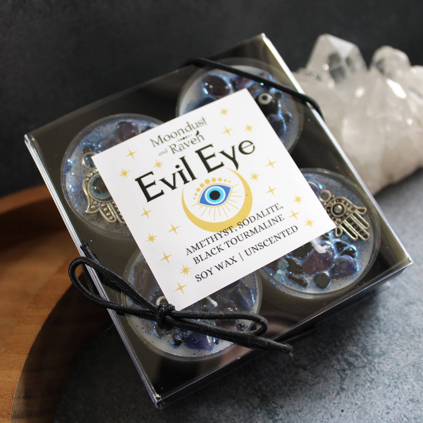 Evil Eye Tealight Crystal Candles, Ritual Candles