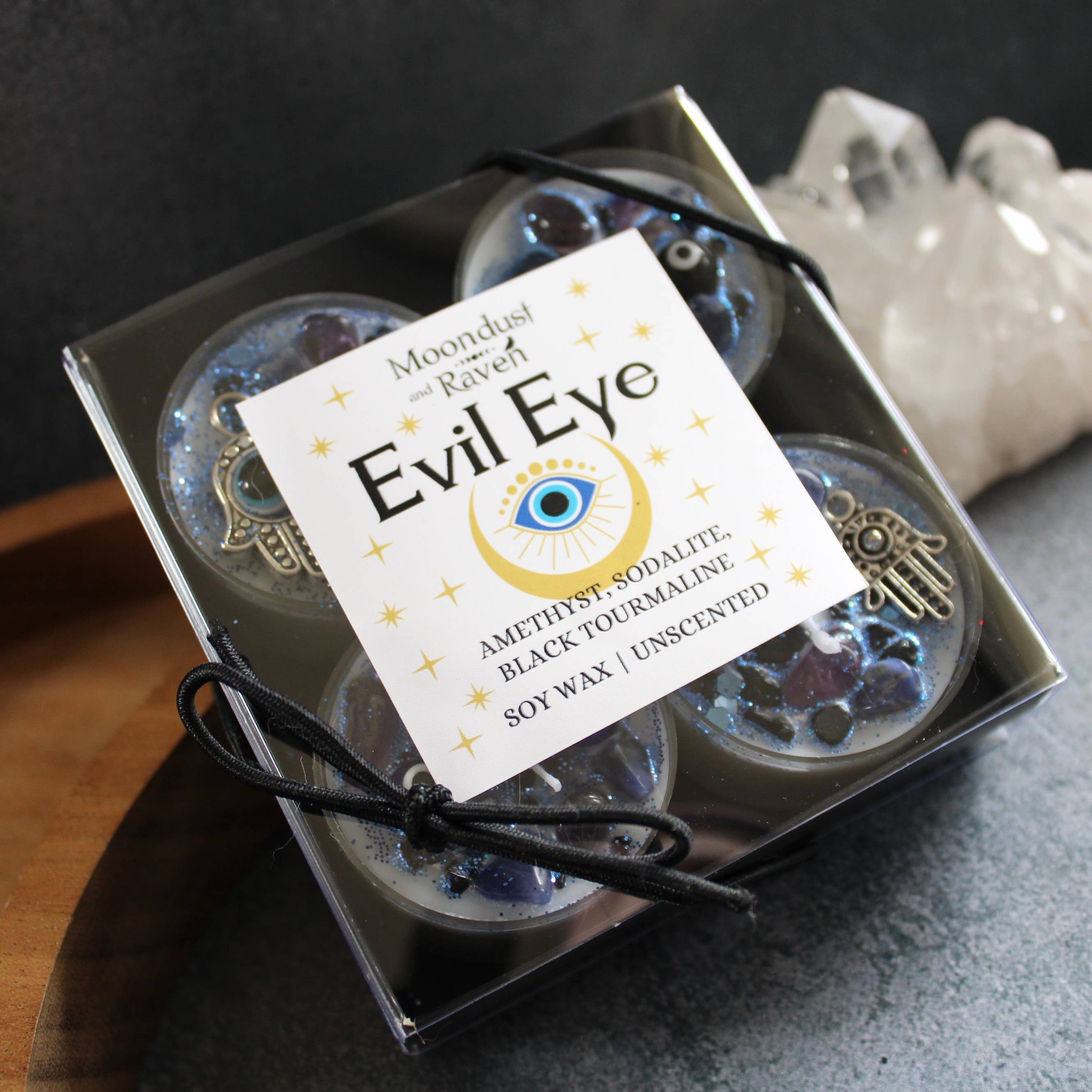 Evil Eye Tealight Crystal Candles, Ritual Candles