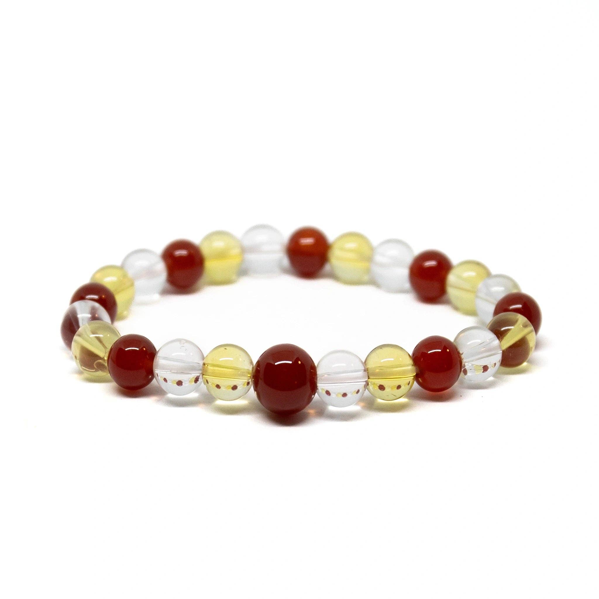Carnelian, Citrine & Clear Quartz Gemstone Bracelet – 8mm Wrist Mala | Abundance & Motivation | Namu Baru