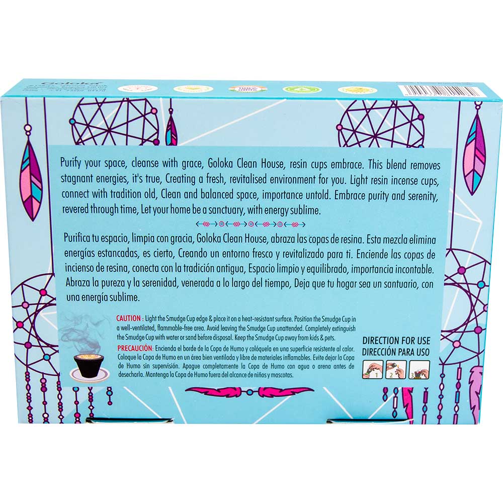 Goloka Sacred Smudges Resin Cups – Cleaning House (Pack of 6)
