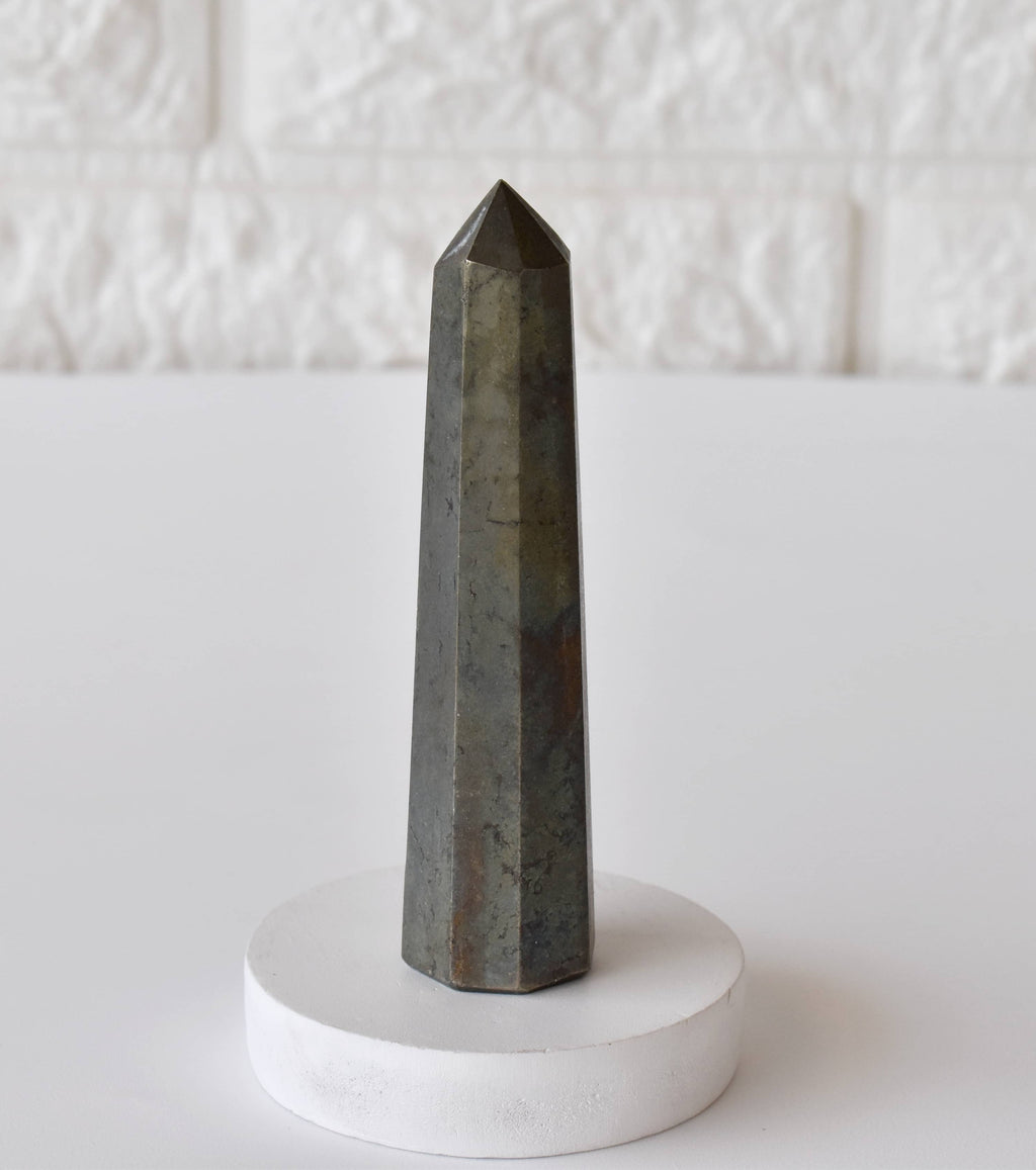 Pyrite Crystal Tower | Healing Obelisk Point | Natural Gemstone Tower