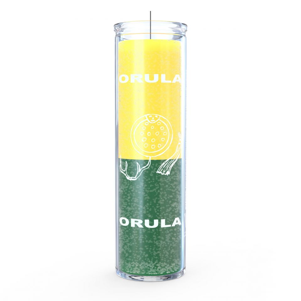 Orunla (Orula) Orisha 7 Day Candle – Yellow & Green
