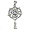 Small Heart Pentacle Pendant with Rainbow Moonstone