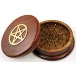 Pentagram Herb Grinder - Wooden Kitchen Witch Tool
