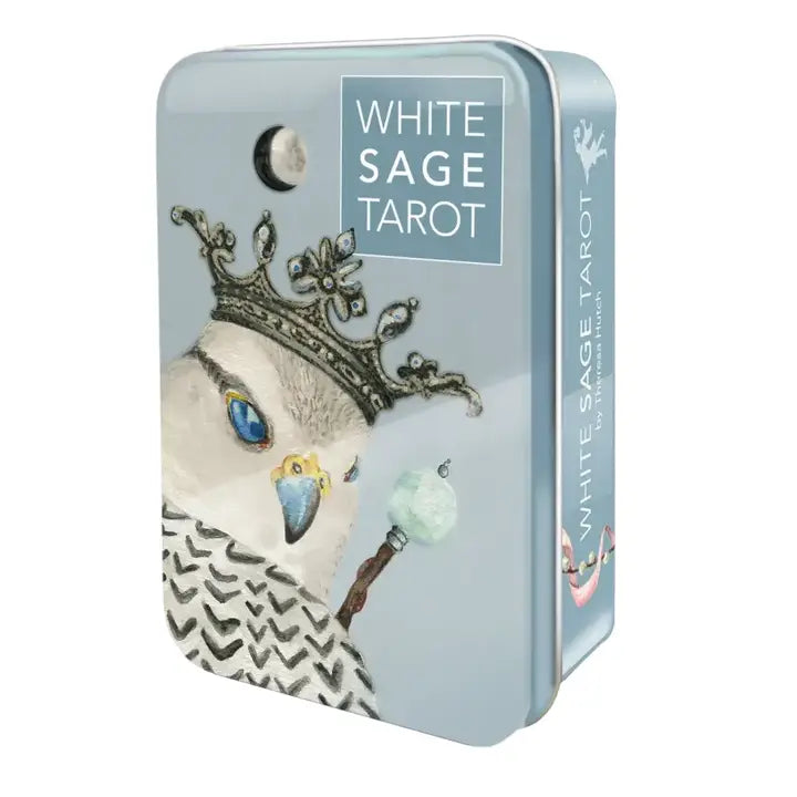 White Sage Tarot cards in metal tin