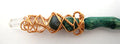 MOSS AGATE AND CLEAR CRYSTAL OAK MAGIC WAND -GREEN SHAFT