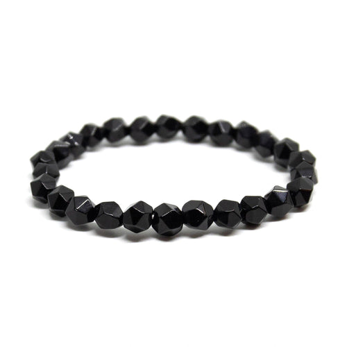Black Tourmaline Icosahedron Gemstone Bracelet – 7-8mm Wrist Mala | Protection & Grounding | Namu Baru