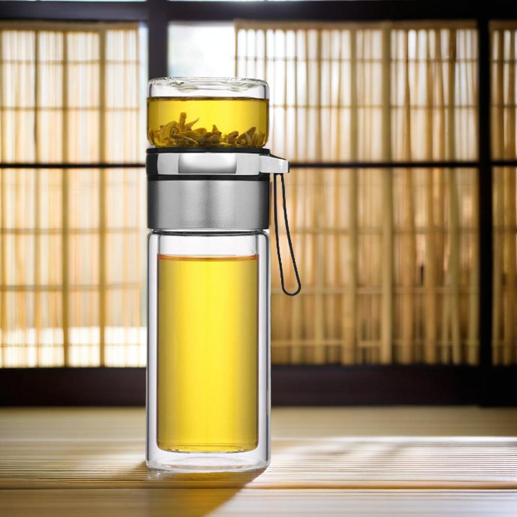 Glass Bottle Tea Infuser 450ml – Stainless Steel Loose Leaf Tea Brewer