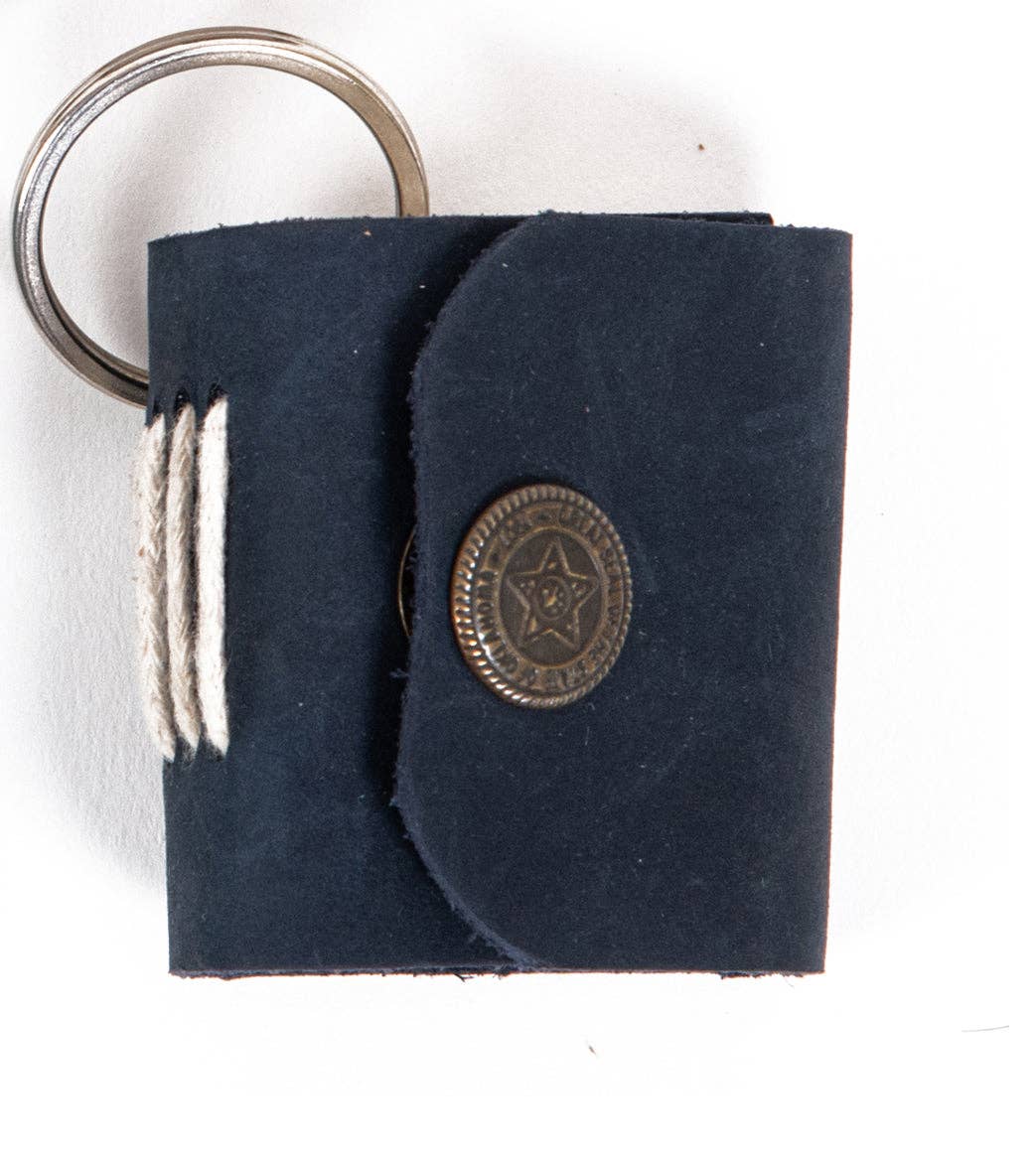Miniature Leather Journal Keychain - Handmade Pocket Diary
