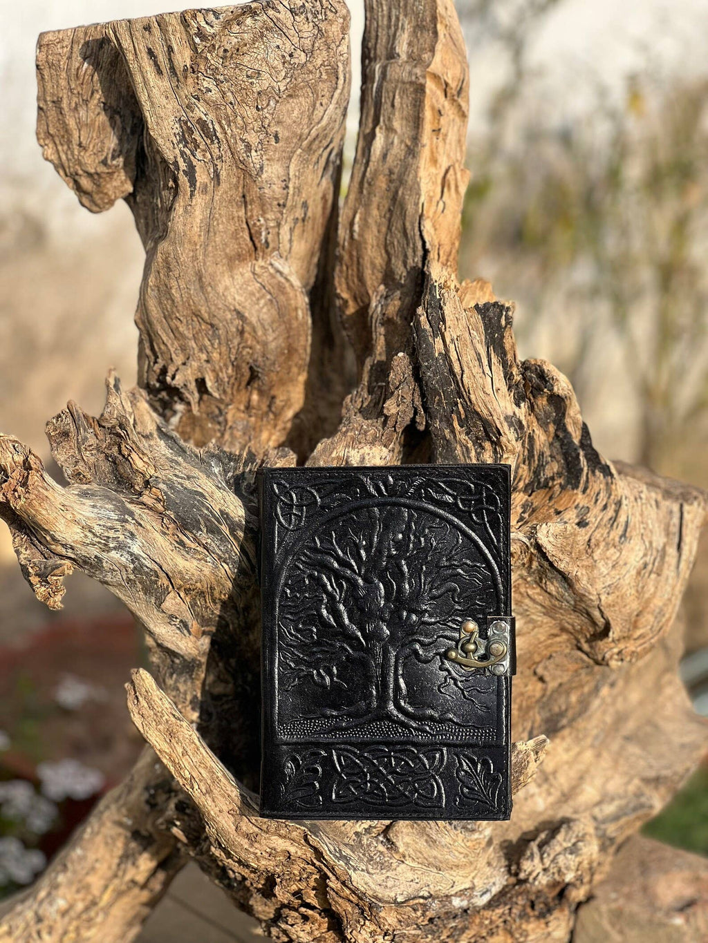 Tree Embossed Leather Journal diary with 200 Handmade pages