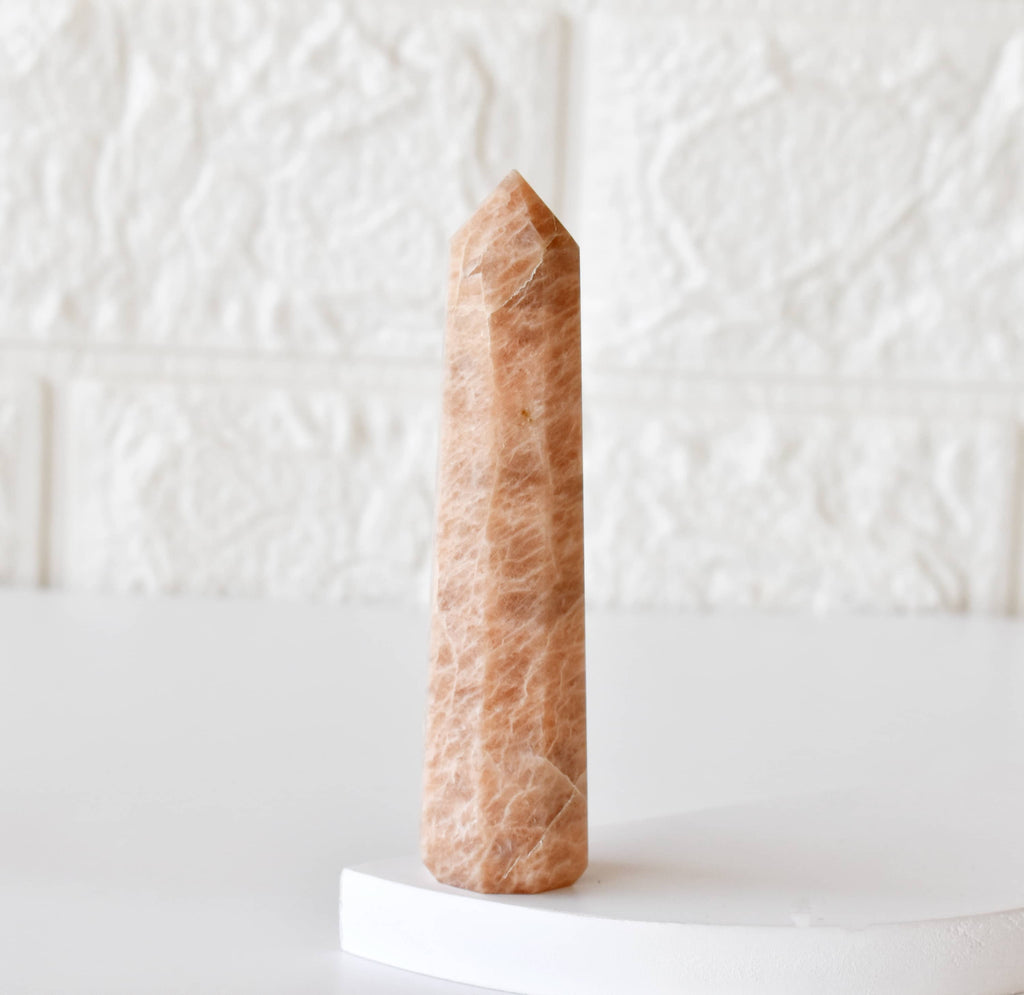 Moonstone Crystal Tower | Healing Obelisk Point | Natural Gemstone Tower