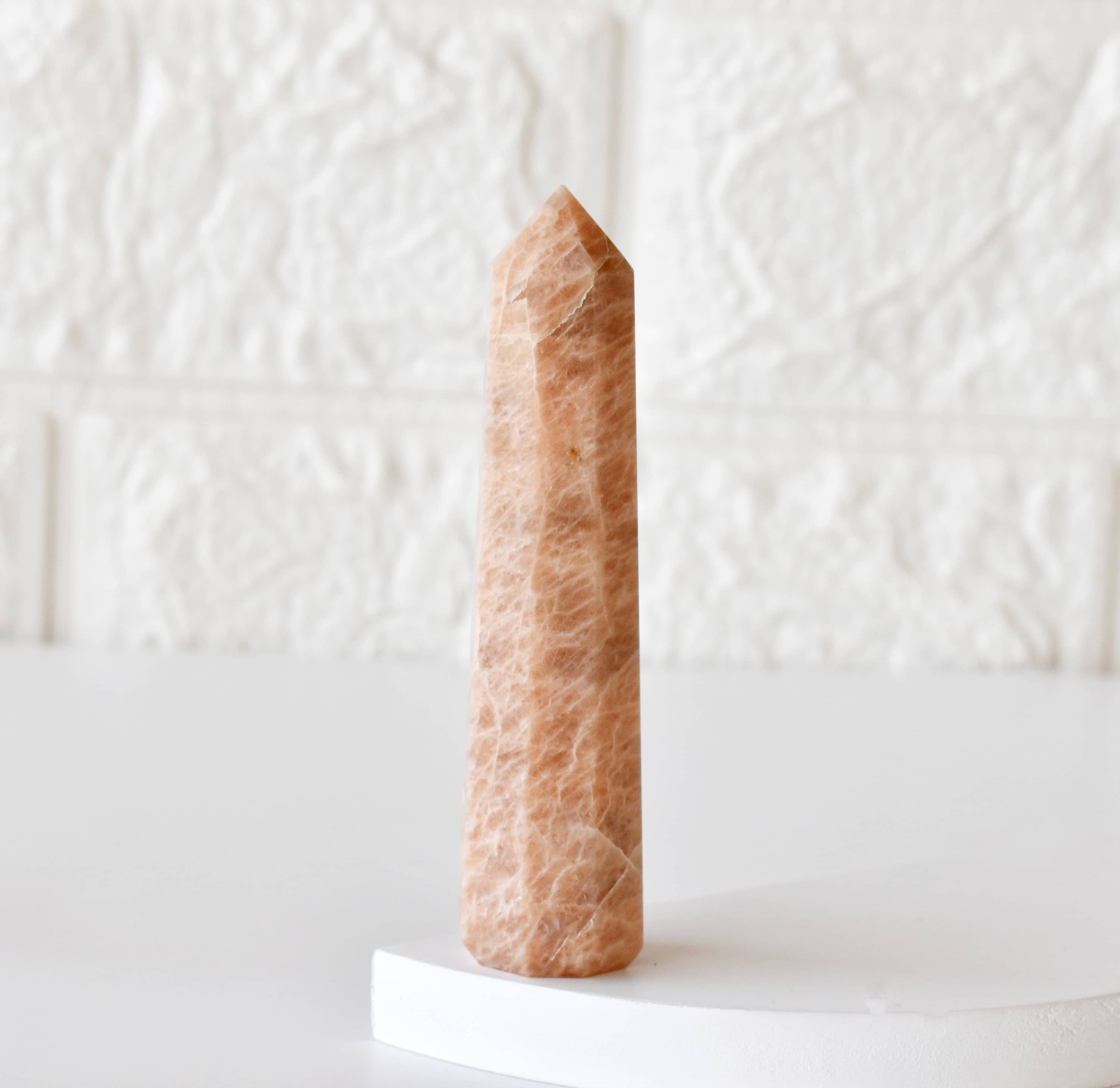 Moonstone Crystal Tower | Healing Obelisk Point | Natural Gemstone Tower