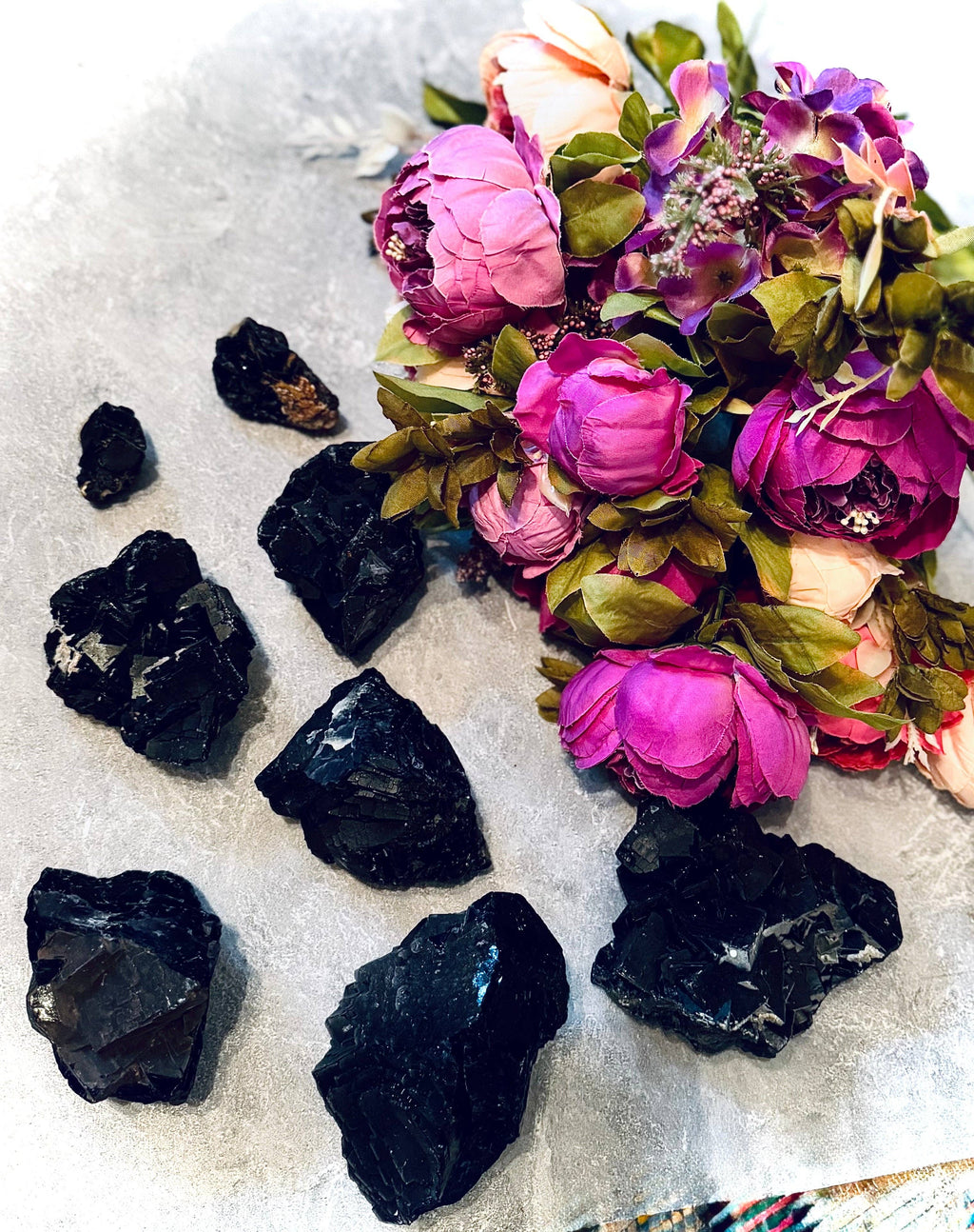 RARE Black Rose Fluorite Specimens, Fluorescent Red or Pink