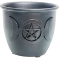 Triple Moon & Pentacle Metal Smudge Pot – Ritual Incense Burner