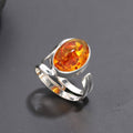 925 Silver Sunset Amber Oval Ring Size 6