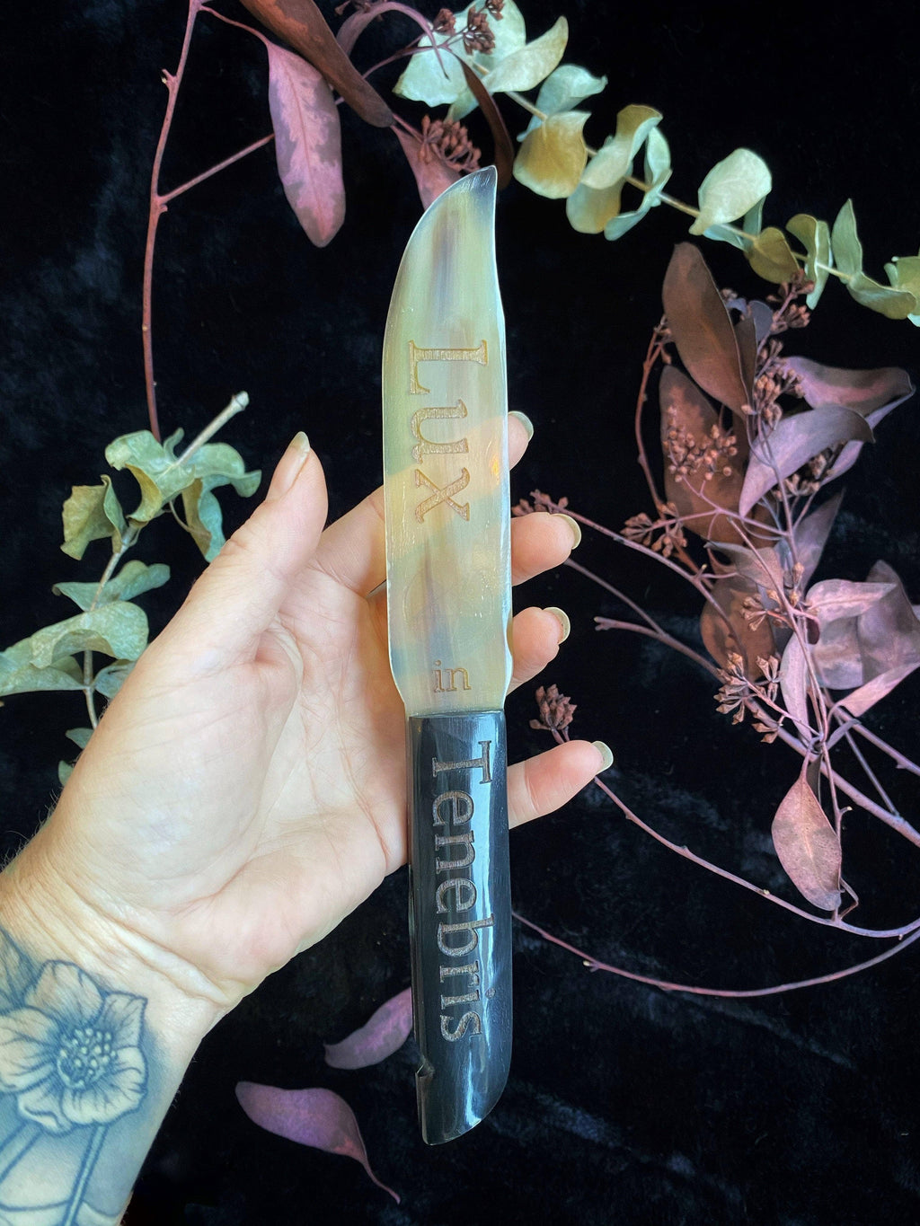 Hand-Etched Horn & Bone Athame | Ritual Knife | Custom Designs Available