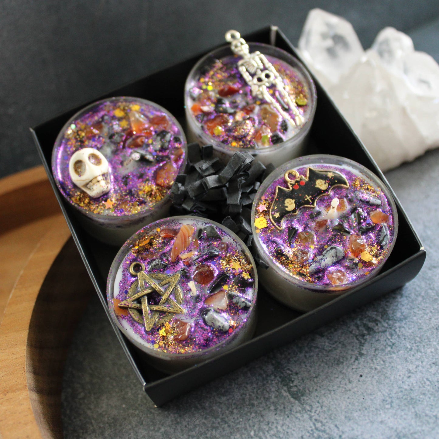 Samhain Tealight Crystal Candles, Sabbat Ritual Candles
