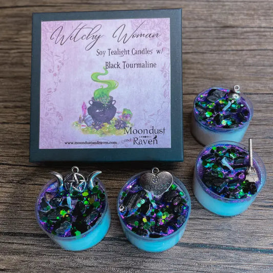 Witchy Woman Tealight Crystal Candles
