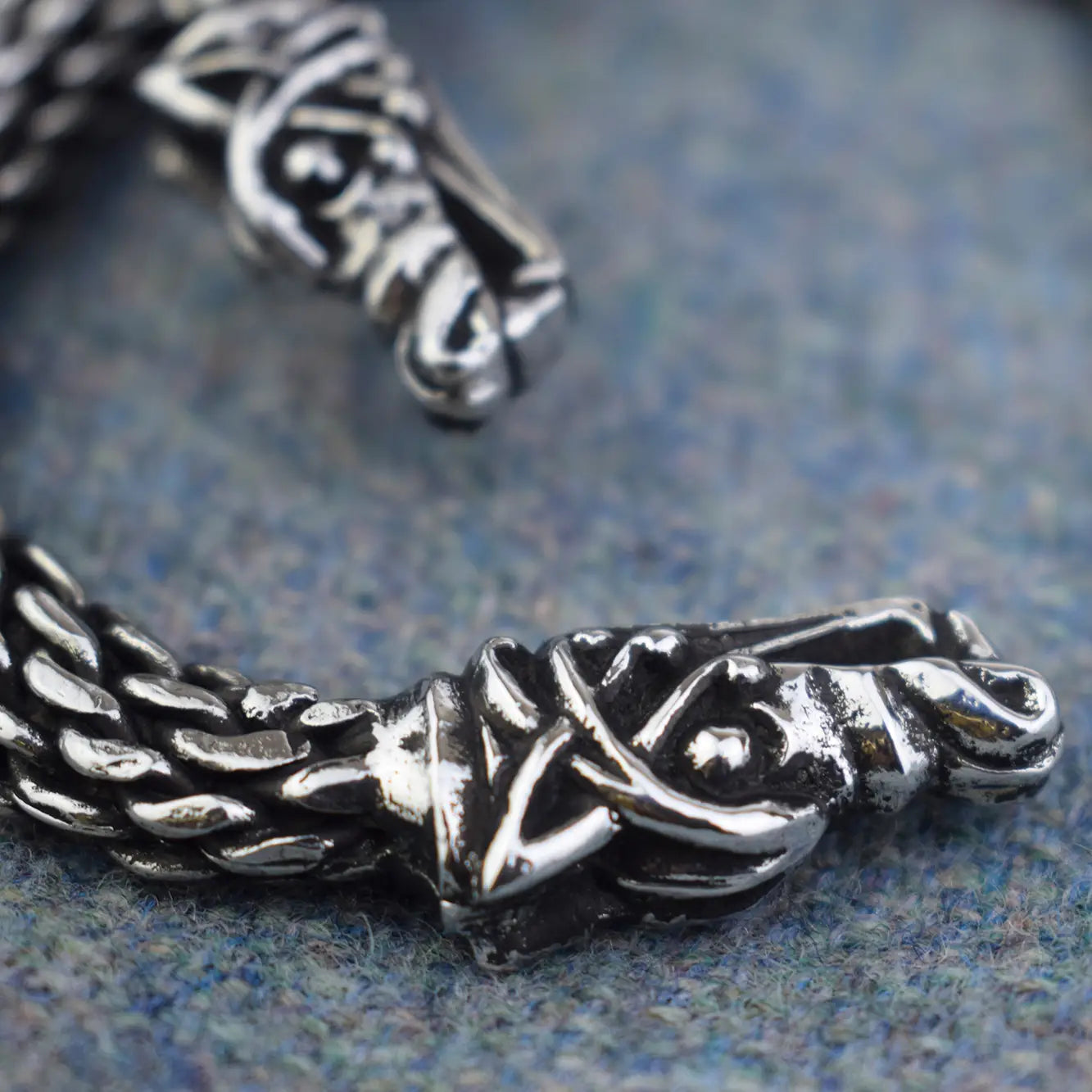 Chunky Pewter Wolf Head Viking Bracelet